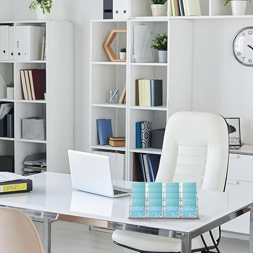Miniatura 7 de Seajan Soporte para tarjetas de visita de acrílico para pantalla vertical, 16 ranuras y 4 niveles, soporte para tarjetas de visita transparente,