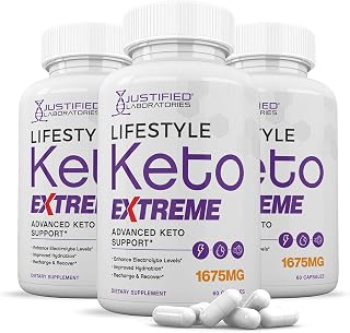 (3 Pack) Lifestyle Extreme Keto Pills 1675MG New & Improved Formula Contains Apple Cider Vinegar Extra Virgin Olive Oil Powder Green Tea Leaf 180 Capsules