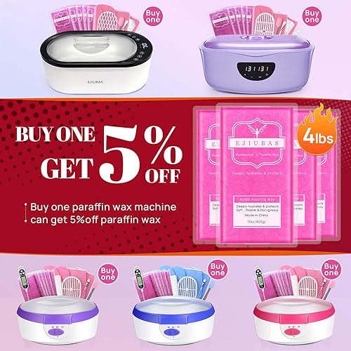 Miniatura 4 de Máquina de cera de parafina para manos y pies  Ejiubas Baño de parafina, calentamiento rápido, gran capacidad, incluye 2.2 libras de cera de