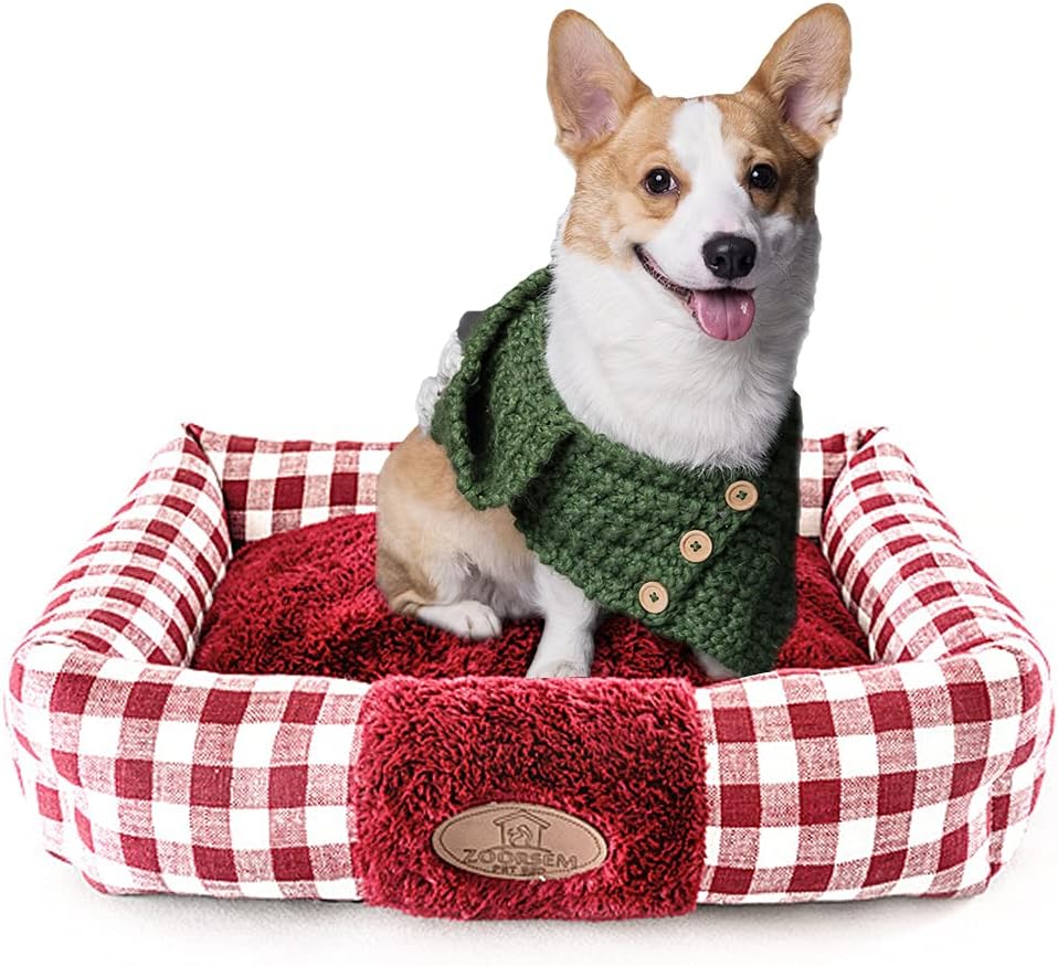 Decdeal Large Cat Beds for Indoor Cats, Plush Soft Pet Bed, Indoor Cat Beds & Dog Beds, Rectangle Cushion Bed Pet Supplies, Machine…