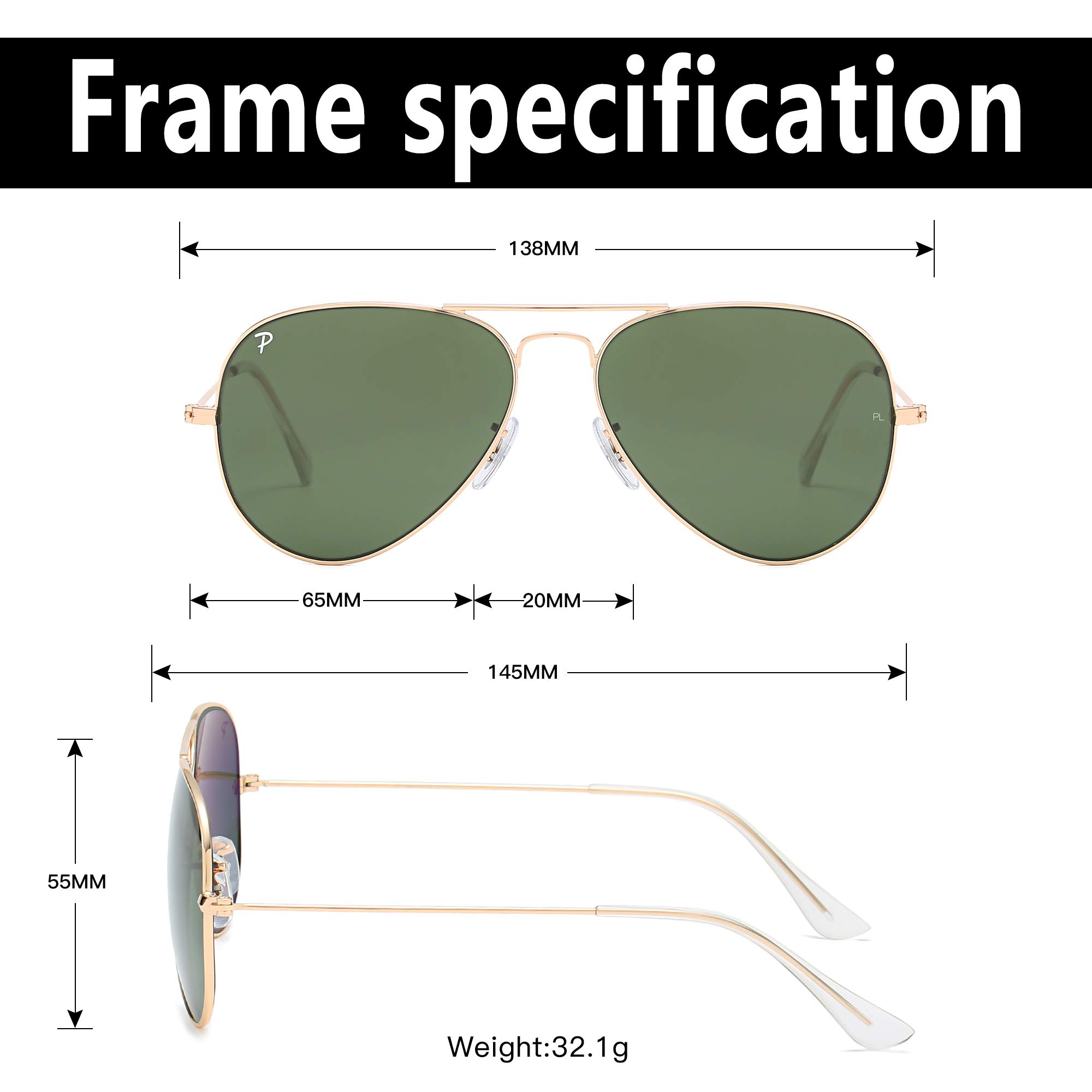 ADEWU Gafas de Sol de Lujo Polarizadas Clásicas Montura Fina de Metal Cristal UV400