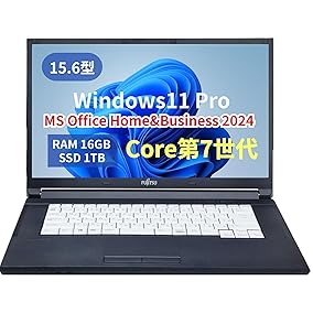【整備済み品】MS Office H&B 2024 /Win11 Pro /15.6型 ノートパソコン LIFEBOOK A577 / Core i3-7130U /Webカメラ/wajunのwifi/Bluetooth/DVD/16GB /1TB SSD