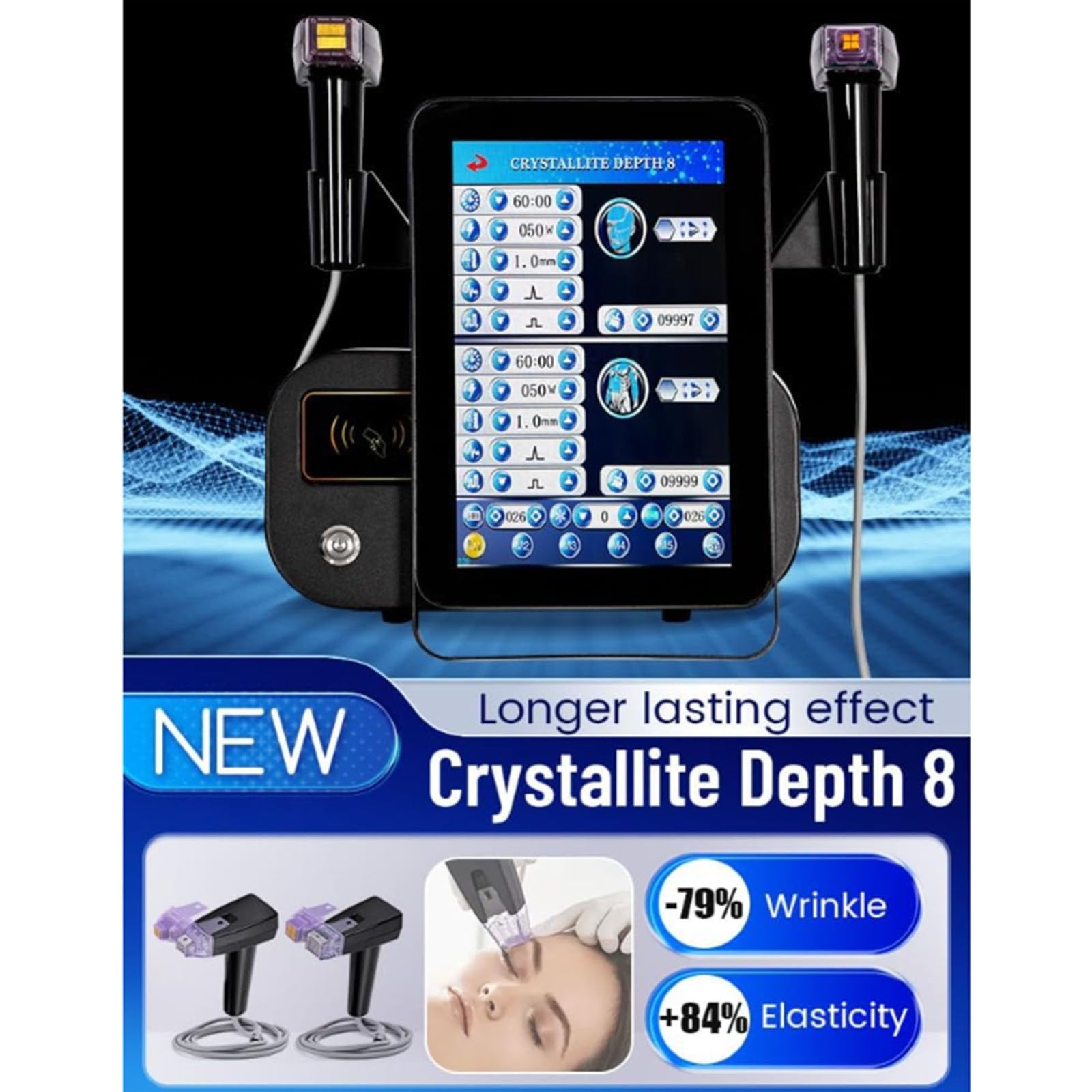 2 In 1 Macchina Bellezza Microaghi Rimozione Cicatrici Acne, Macchina Rassodamento Pelle Microaghi RF 8 Mm Profondità, Macchina RF Frazionata Smagliature Per Lifting Del Viso