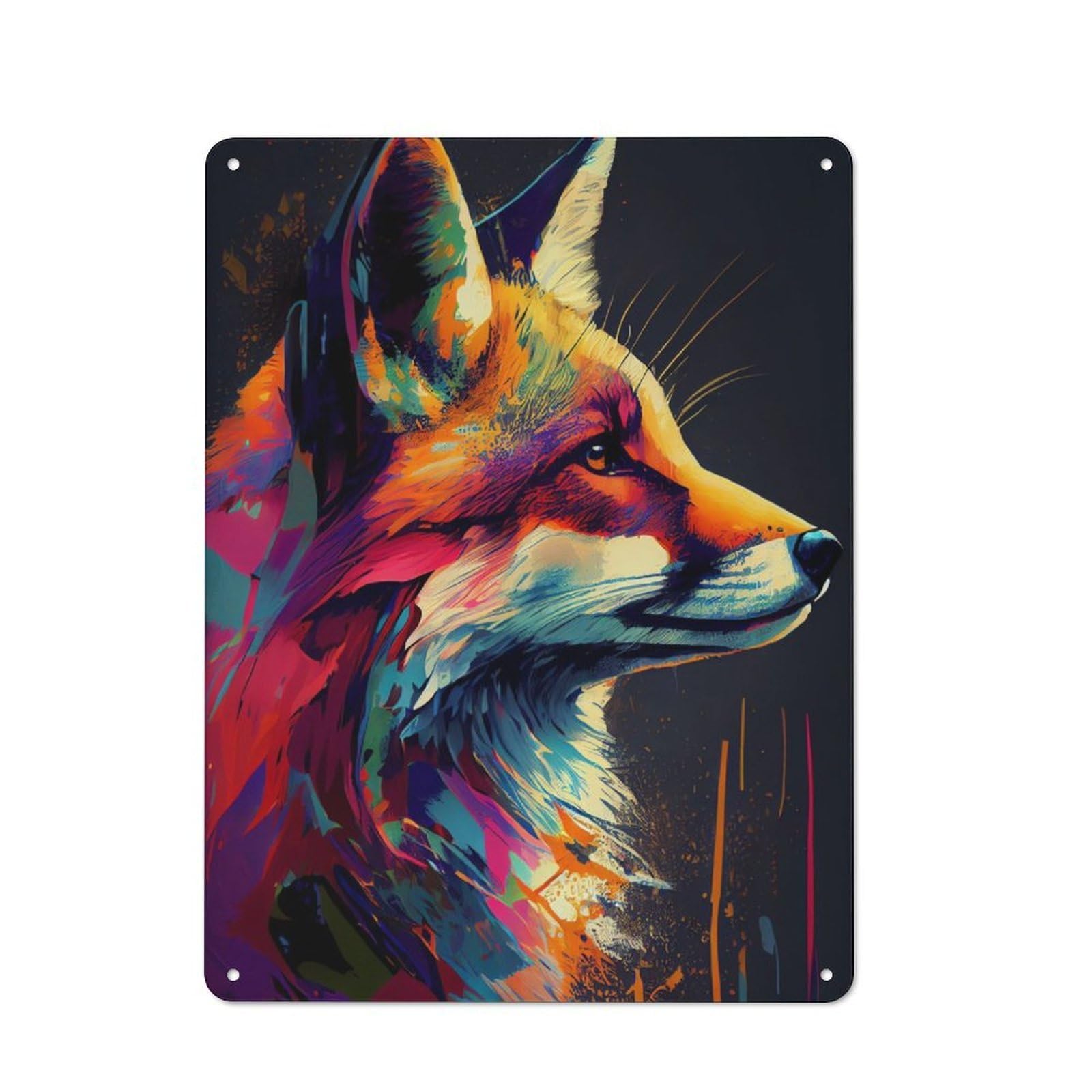 Junmoney Fox Animal Popart Tin Sign 40X30cm With For Workshop Wall, Retro Decor, For Vintage Wall Decor Fans, For Garage And Workshop Walls
