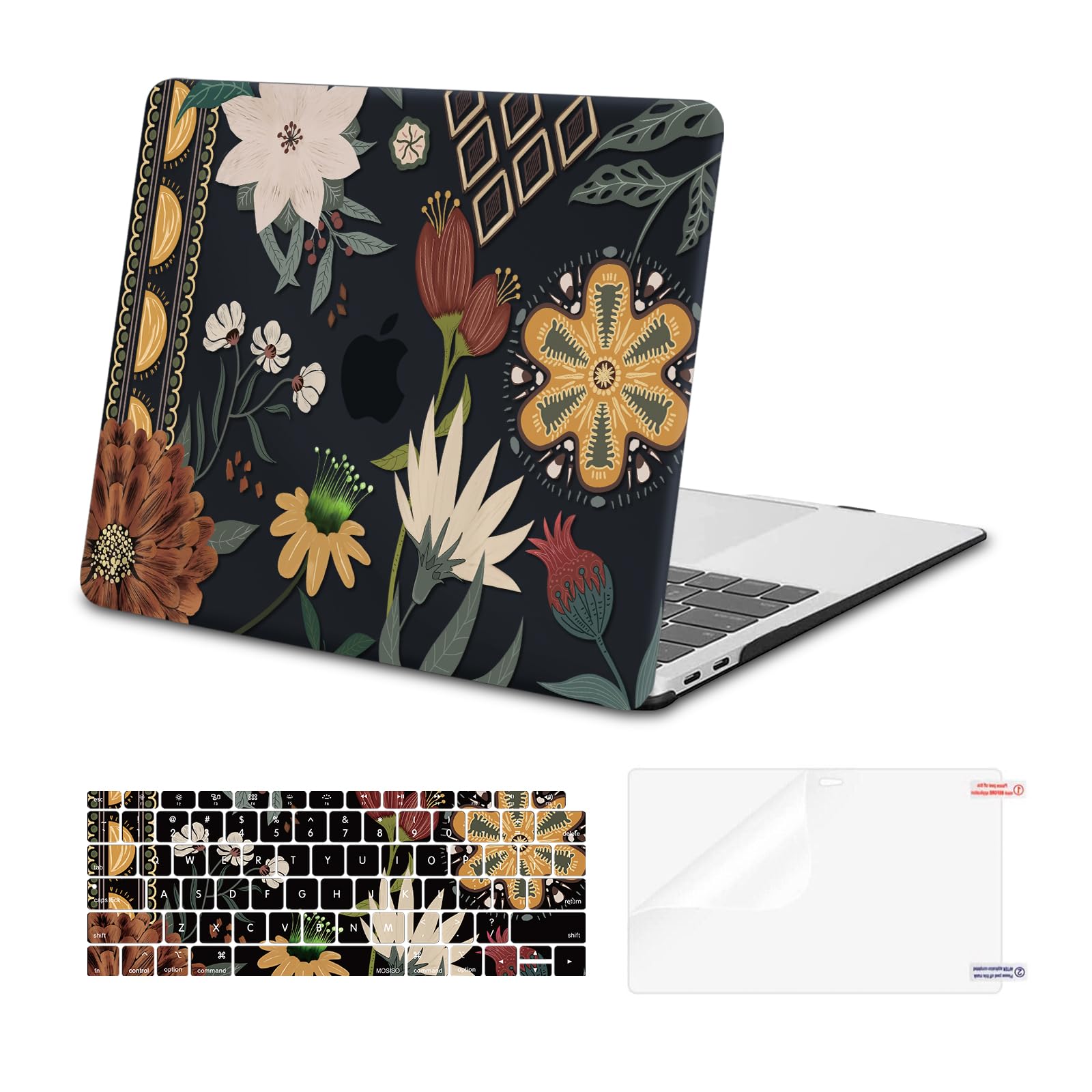 MOSISO Compatible with MacBook Air 13 inch Case 2022 2021 2020 2019 2018 Release A2337 M1 A2179 A1932 Touch ID, Plastic Hard Shell Case&Keyboard Cover&Screen Protector, Painted Abstract Florals