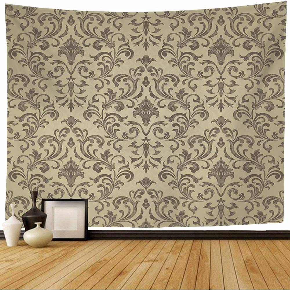 Starocha Tapestry Victorian Indian Pattern Decor Carnation Floral Tile Renaissance Package Turkish Vintage Textures Wall Tapestry Beach Tapestry for Bedroom Decor 80x60 Inch