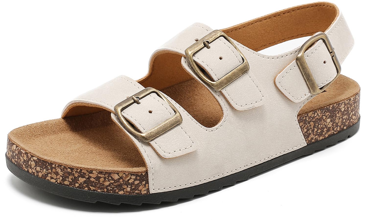 DDXYYDS Sandals For Women With Soft Cork Footbed, Mens Slip On Clog Mules With Adjustable Double Buckle, Open Toe Flat Slide Shoes, Summer Outdoor Back Strap Slipper