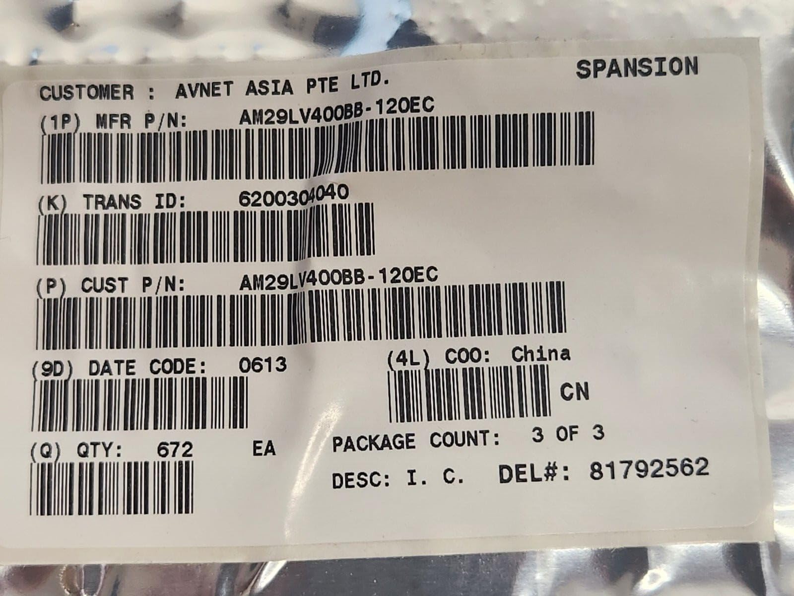 (1 PC) AM29LV400BB-120EC AMD