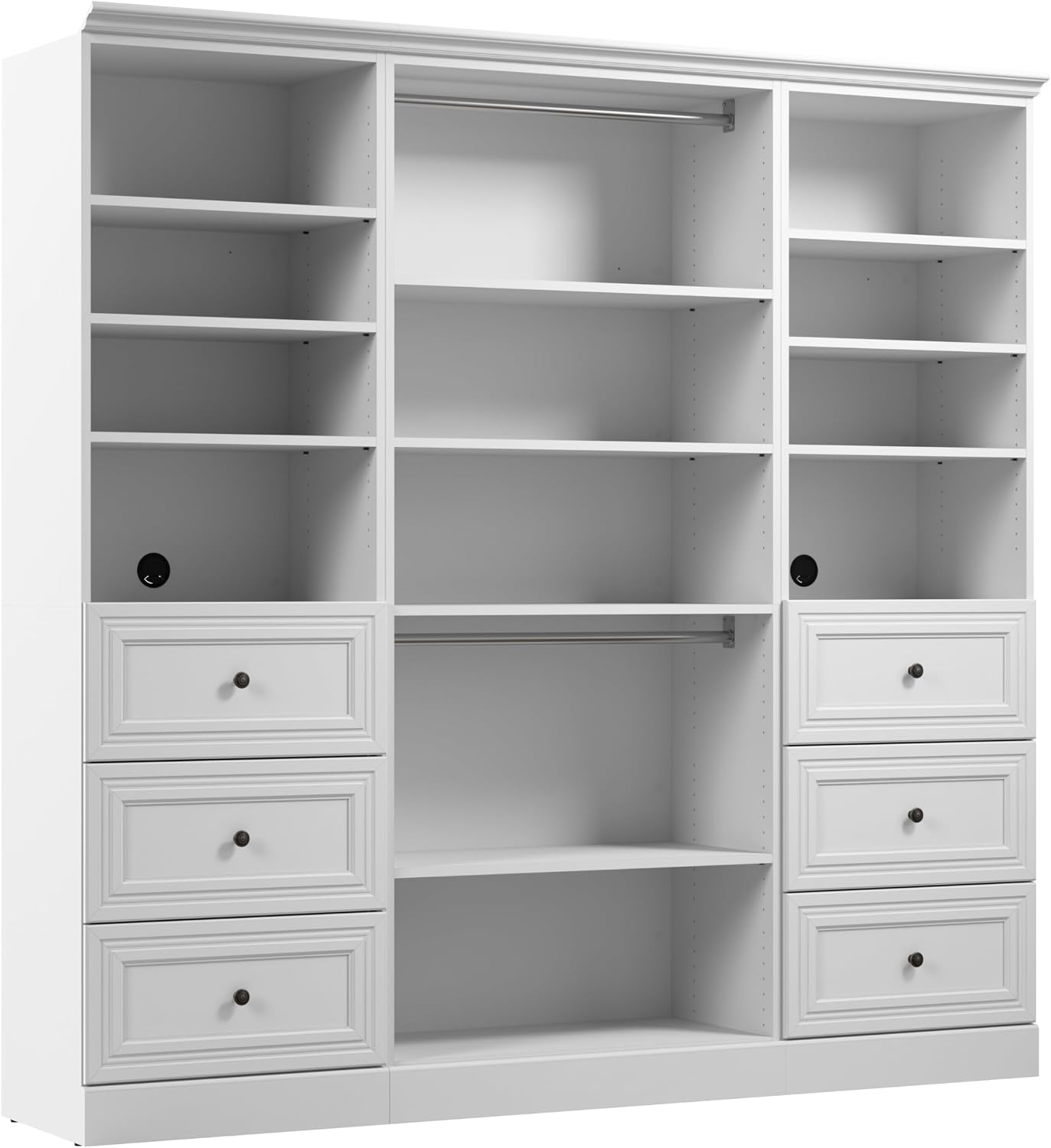 Bestar Versatile Closet Organizer System, 86-inch White Wardrobe for Home Storage, Bedroom, Laundry, or Entryway