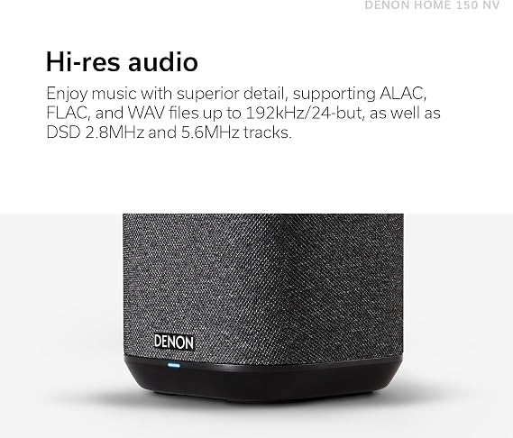 Denon Home 150 NV Home Stereo Wireless Speaker (Black), Bluetooth Wireless, 1 Tweeter, 3.5 Woofer, HEOS Built-in, AirPlay 2, Multi-Room Streaming, Simple Setup, Compact Design