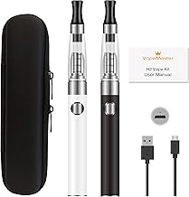 E Cigarettes Vape Pens Starter Kit VapeMaster H2 Dual Vape Pens, Easy To Fill And Charge, Long Lasting Battery, Pure Taste - No E-liquid, No Nicotine (Black White)
