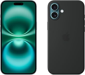 Apple iPhone 16 Plus 256GB 5G Mobile phone with Apple Intelligence - Teal + Silicone Case with MagSafe - Black