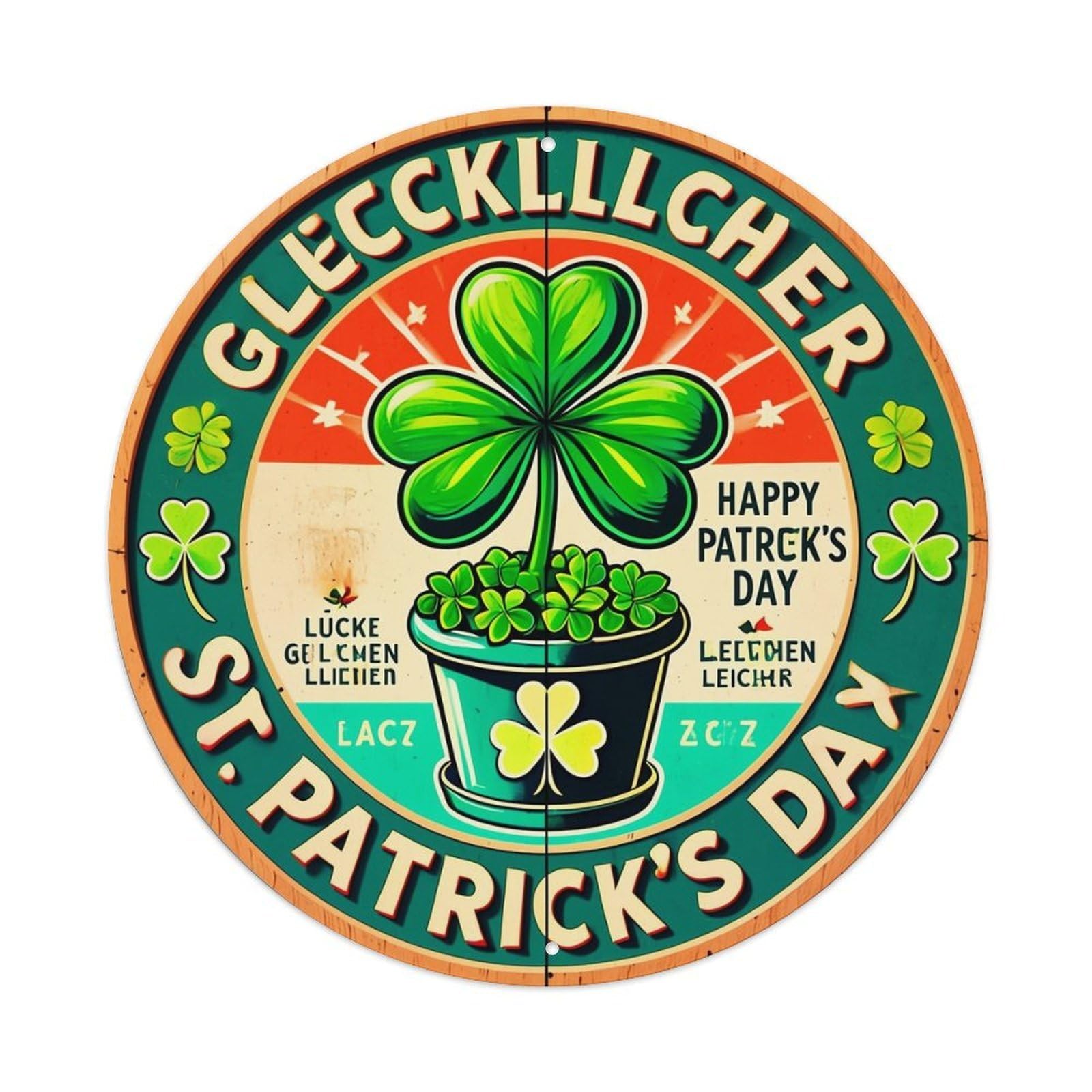 Jdyansheng Vintage St Patricks Day Clover Pot Tin Sign Metal Poster Metal Signs For Home Man Cave Bar Cafe Kitchen Laundry Room Wall Decorations 8X8 Inches