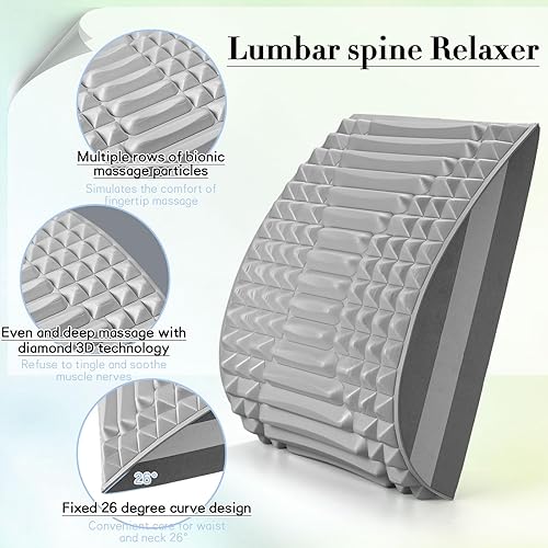 Miniatura 4 de 2 piezas de estiramiento de espalda y cuello para alivio del dolor de espalda baja, estirador de cuello, almohada ajustable para escoliosis, hernia