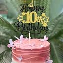 Confetti! Glittering 10th Birthday Cake Topper with Star Hat - Cheers to 10 Years! Fabulous Cake Decorations for Kids' 10th Birthday & Anniversary Party Supply gallery image