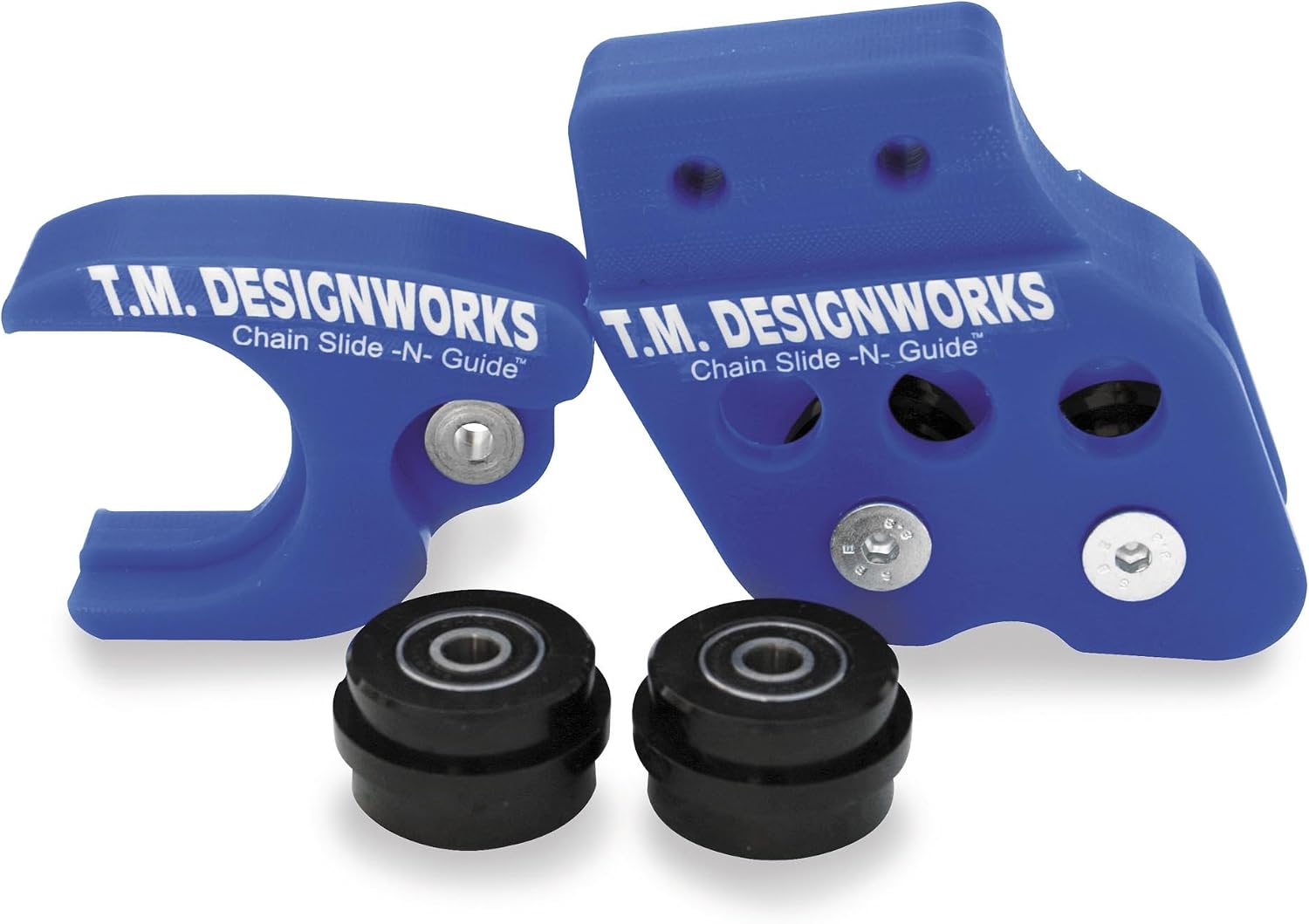 T.M Design Works FACTORY EDITN REAR CHAIN GUIDE Driveline Rear Chain Guide with Powerlip Rollers BLU- RCG-SMX-BU