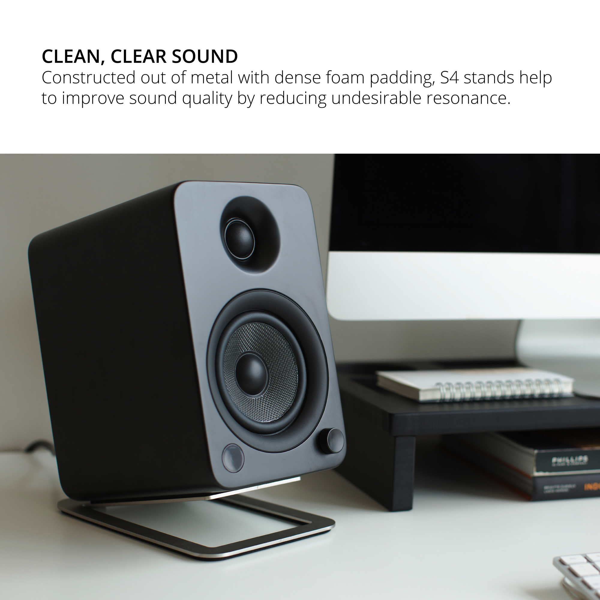 Kanto S4SS Desktop Speaker Stands for Midsize Speakers Stainless Steel