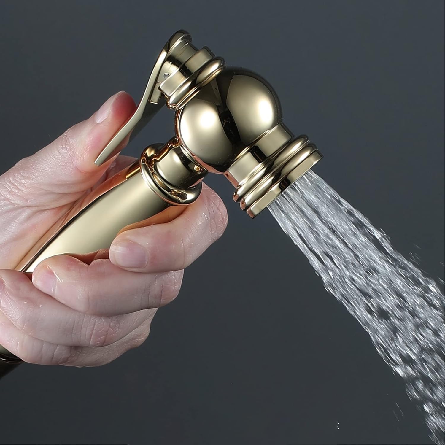Toilet Shower Kit Brass Handheld Bidet Sprayer Hand Shower Bidet for Toilet Cleaning, Pet Bathing, Personal Hygiene,Titanium Gold,Titanium Gold
