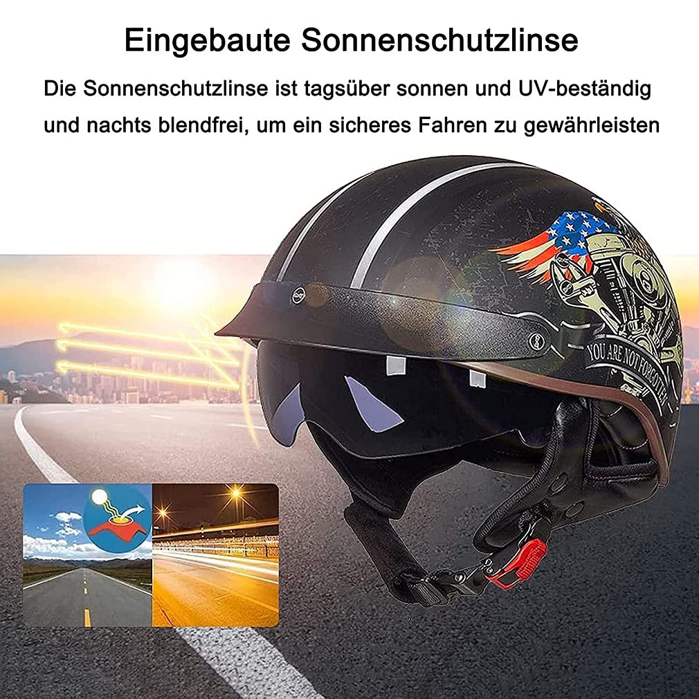Kask motocyklowy kask motocyklowy z certyfikatem DOT/ECE kask Jet Scooter kask motocyklowy retro kask na skuter kask otwarty kask motocyklowy chopper kask antykolizyjny z wewnętrzną soczewką unisex