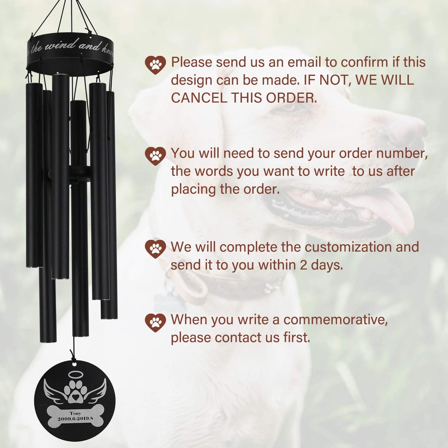 Carillons éoliens Pour La Perte D'un Chien, Cadeau De Sympathie Et De Souvenir Commemoratif Pour Chien Carillons Eoliens Commemoratifs Pour Animaux 99124961