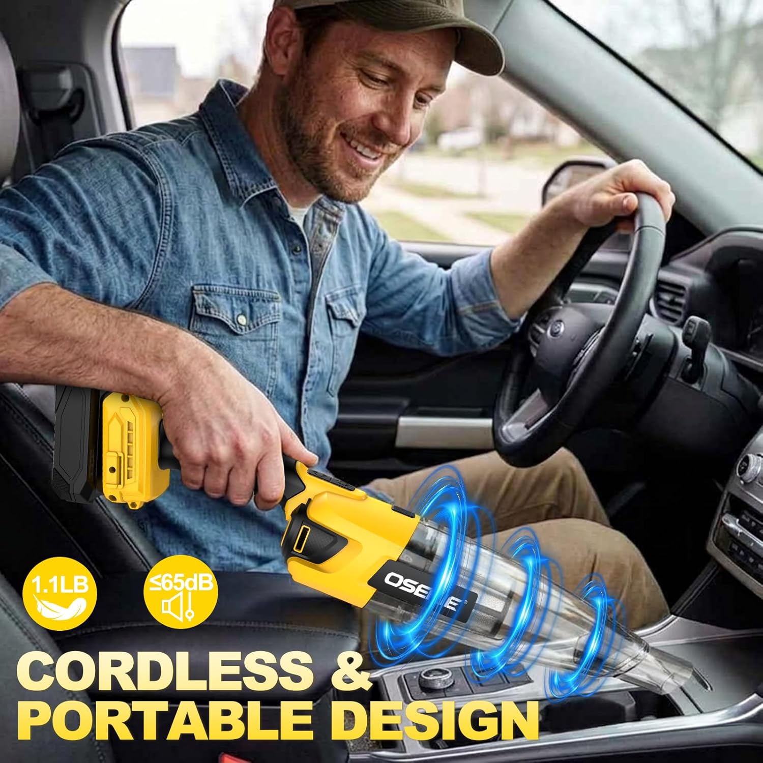Cordless Handheld Vacuum Compatible with DeWalt 20V Max Battery (Tool Only), 17000Pa Brushless Motor Portable Car Vacuum with Washable HEPA Filter & Multi-Nozzles for Auto, Home, Office & Pet Hair