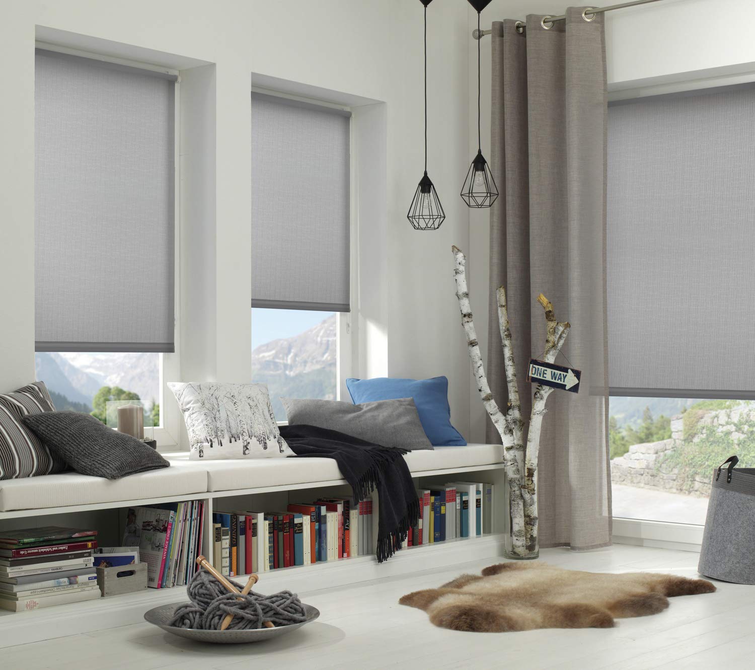 GARDINIA EASYFIX Rollo, Zum Kleben oder Klemmen, Hellgrau, 100 x 150 cm
