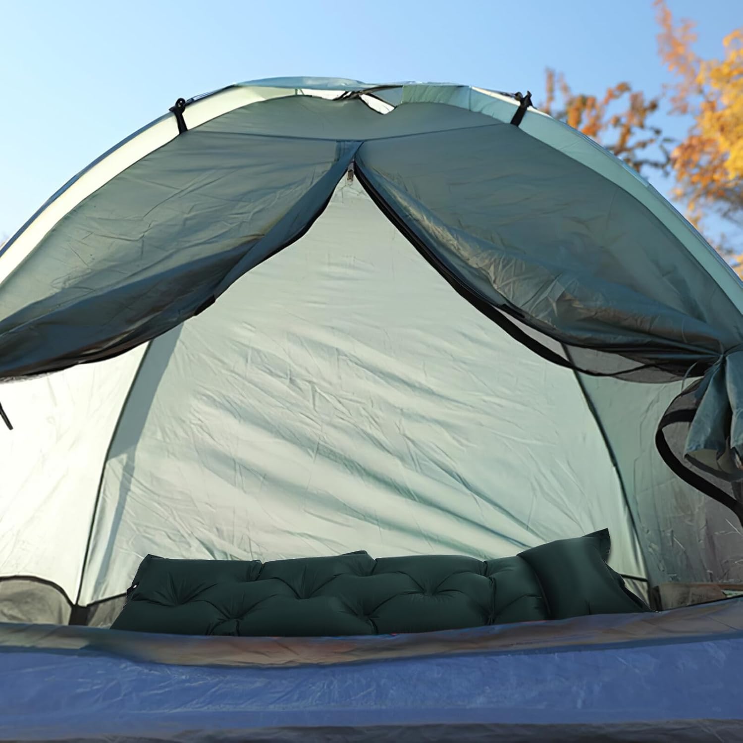 CHILDWEET Self-Inflating Camping Sleeping Pad Air Mattress, 185x60x2.5cm Military Green Inflatable Sleeping Mat for Backpacking Outdoor Hiking Gear