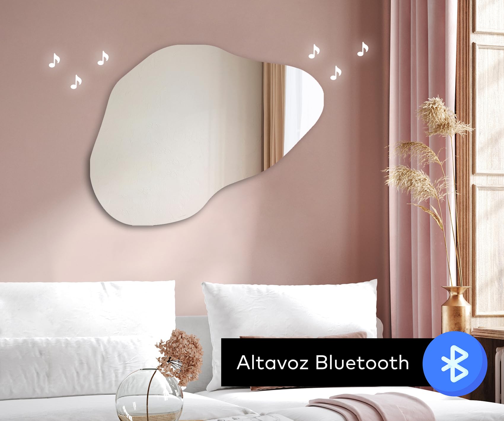 A ARTFORMA Espejos de Pared Decorativos con LED a Medida con Luces 99x64 cm | Espejo de Baño con Iluminación luz LED con Accesorios | Diferentes tamaños | POD221