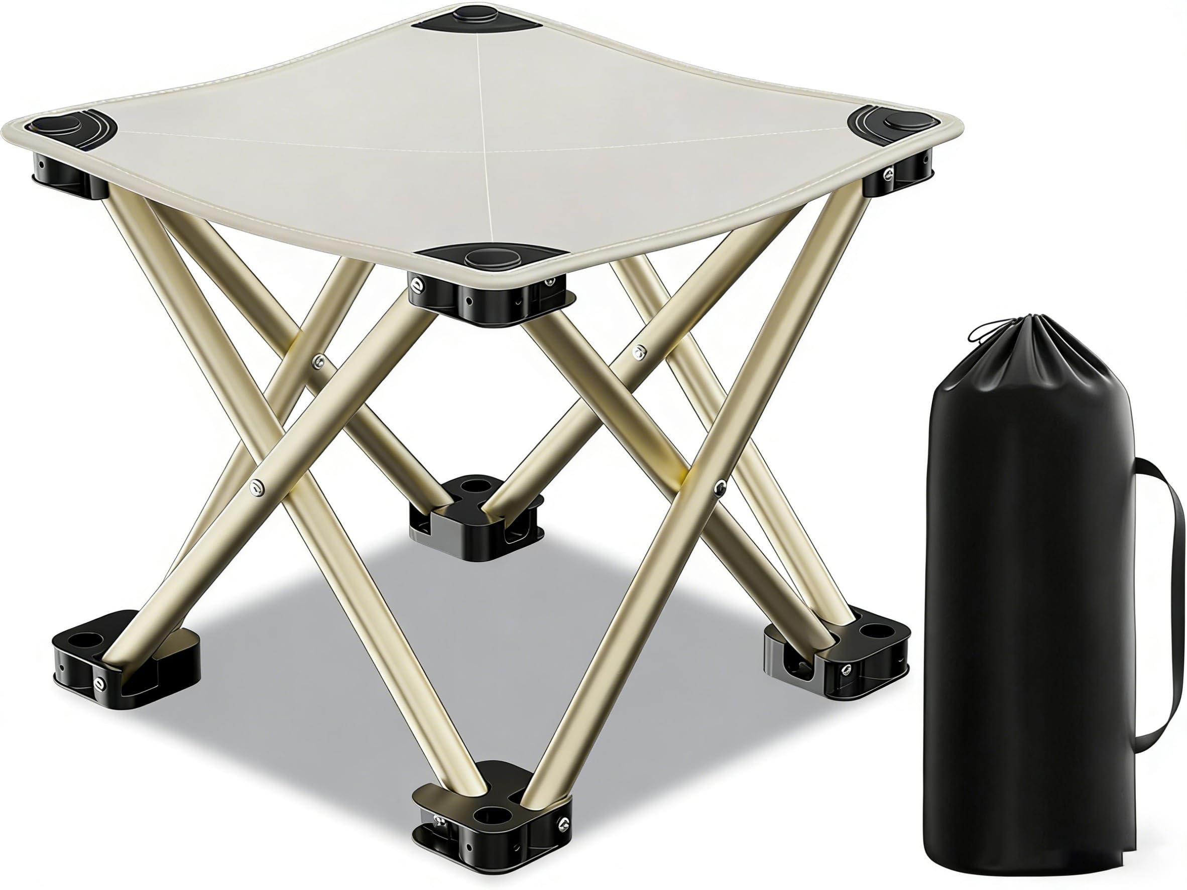 NALACAL Camping Stool. Upgraded 13 Inch Portable Folding Stool.Lightweight Stool Ideal for Adult Fishing Outdoor Walking Beach Picnics Can Hold up to 450lbs (White)