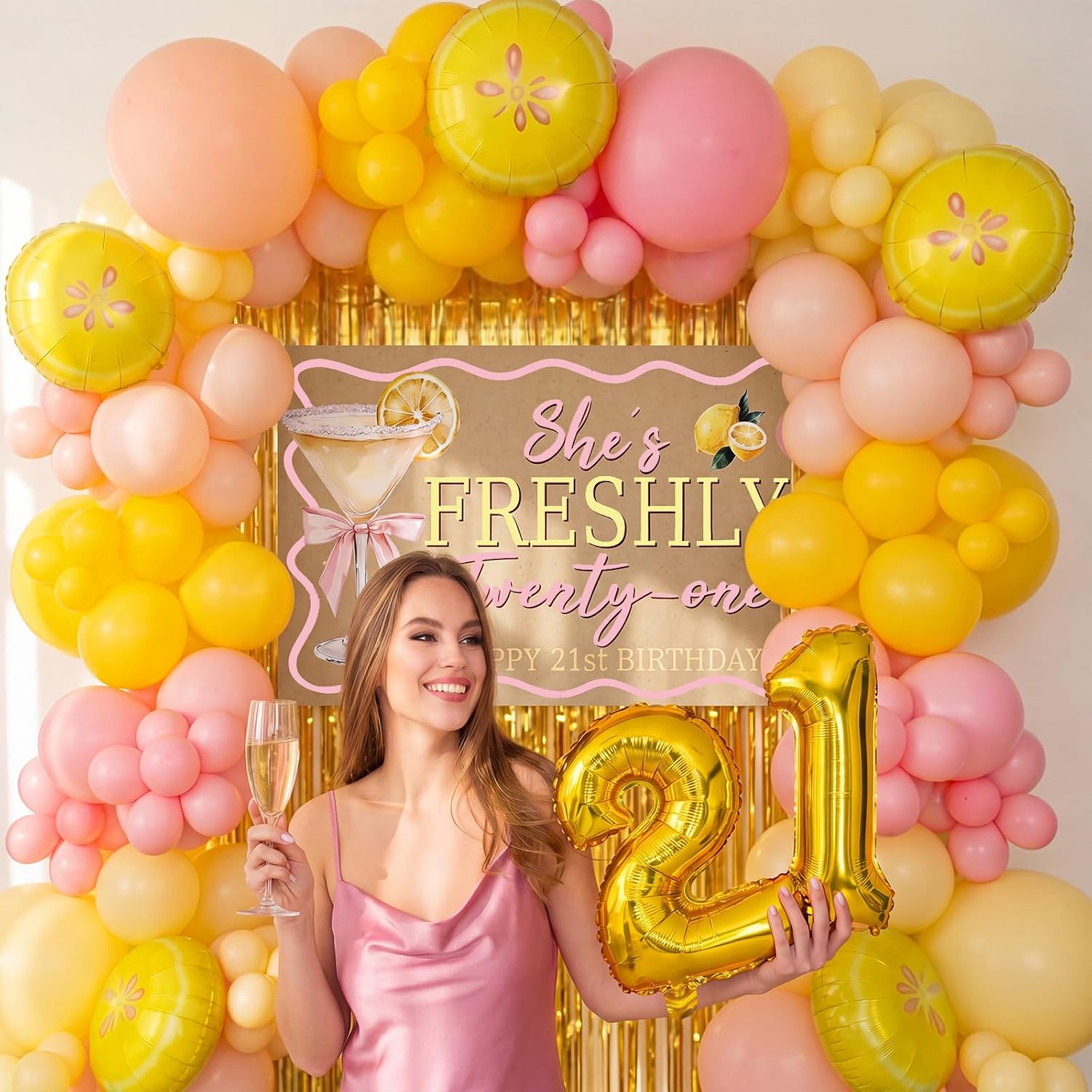 Moukeren 21st Birthday Backdrop, Birthday Decorations, Freshly 21 image 4