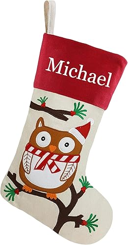 Miniatura 25 de DearSun Juego de 3, medias de Navidad personalizadas de 18 pulgadas con tecnología de bordado, diseños de Papá Noel, muñeco de nieve y renos