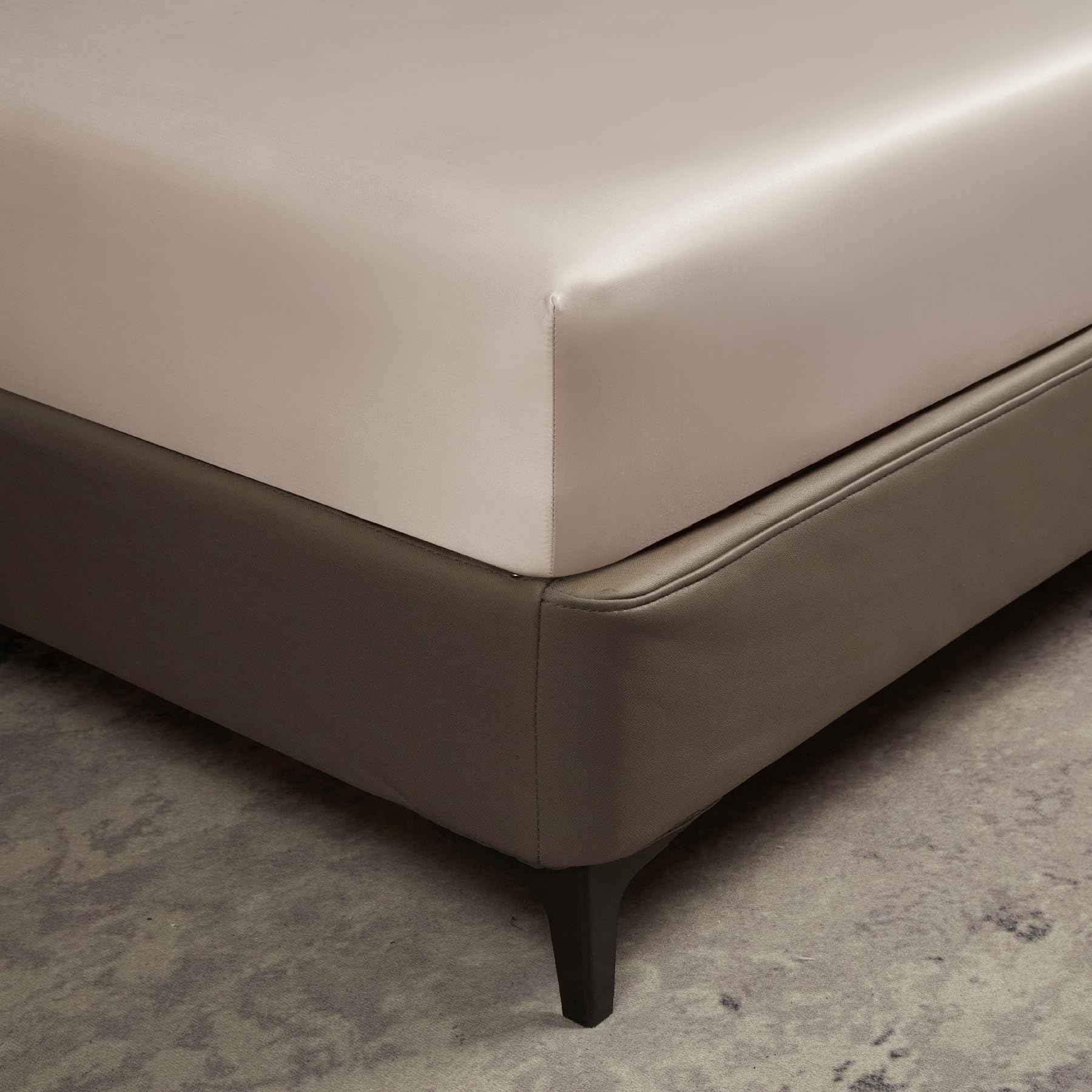 Bambus Lyocell Spannbettlaken 180x200cm Beige Boxspringbett Frottee Topper Glänzend Bambusfaser Bettlaken Spannbetttuch 180x200 für Hohe Matratze bis 30 cm