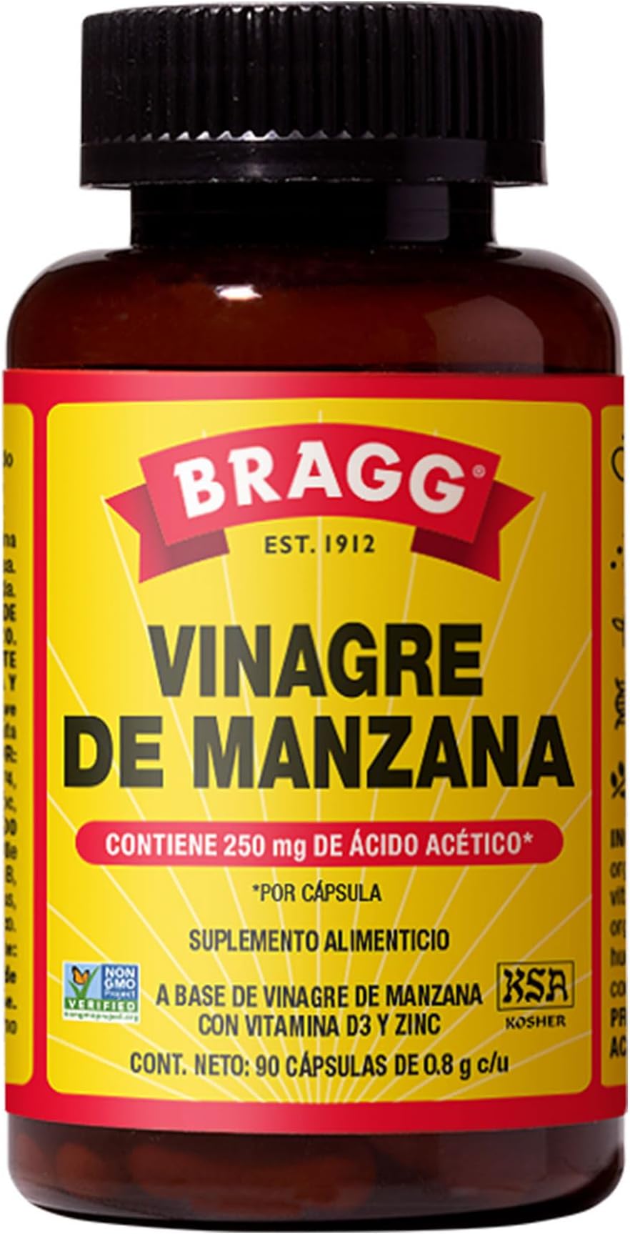 Organic Apple Cider Vinegar Capsules with Vitamin D and Zinc - 90 Count - Supports Immune System