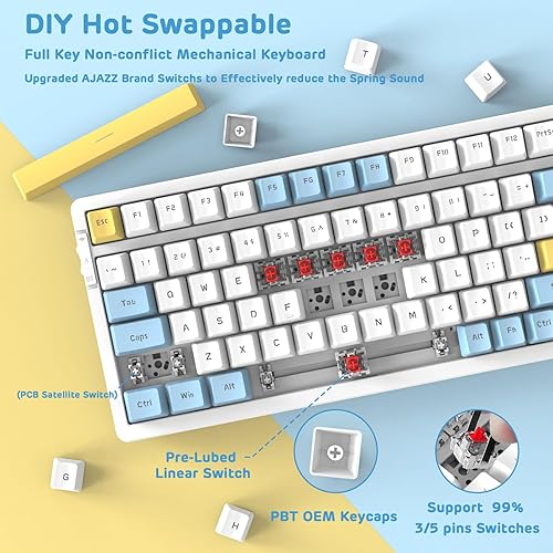 Miniatura 4 de A.JAZZ AK992 99 teclas intercambiables en caliente, Bluetooth2.4Gcableado, montaje de junta, retroiluminación RGB, teclado mecánico para juegos de