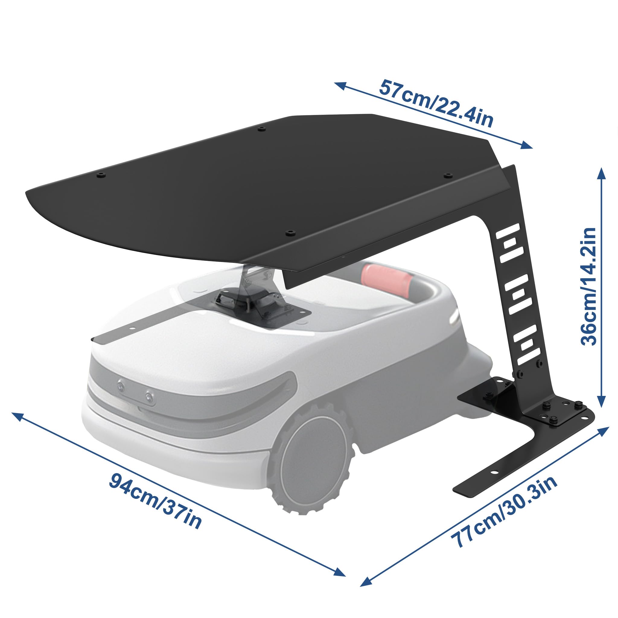 YRHome Mährobotergarage aus Metall Mähroboter Garage Schwarz Garage für Mähroboter Wetterfeste UV-Schutz Carport Überdachung Garage Dach für Rasenroboter & Ladestation Rostfreies - 77x94x36cm