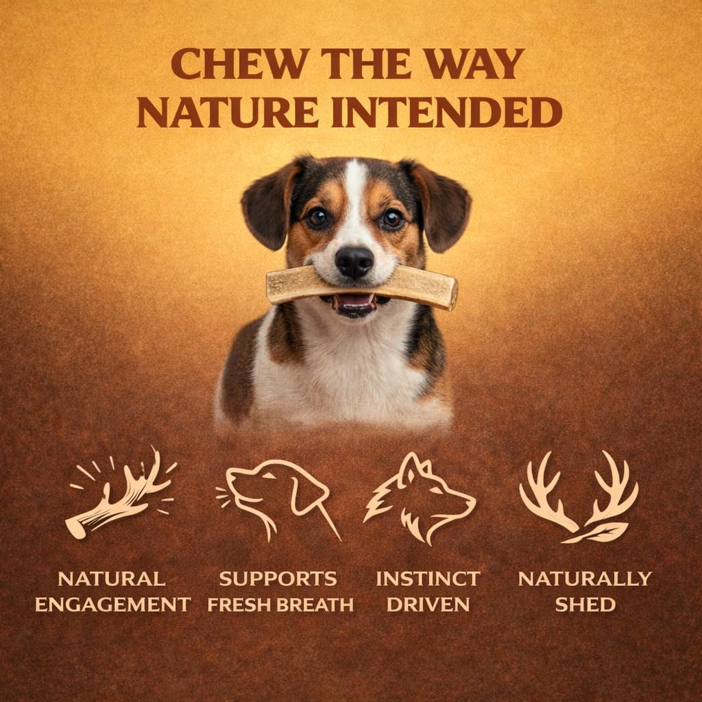 Whitetail Naturals Split Elk Antler Dog Chews (6 Pack, Small) Long-Lasting Bones for Aggressive Chewers, Odor-Free Half-Cut Elk Antlers for Dogs