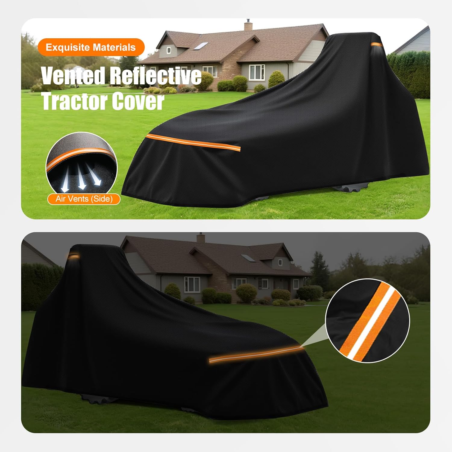 Heavy Duty Tractor Cover with Backhoe Waterproof 600D Oxford – Fits John Deere, Kubota, Mahindra, New Holland, Massey Ferguson Compact Tractors with Backhoe – All Weather Protection with Storage Bag