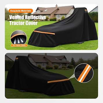 Heavy Duty Tractor Cover with Backhoe Waterproof 600D Oxford | Fits John Deere, Kubota, Mahindra, New Holland, Massey Ferguson Compact Tractors All Weather Protection with Storage Bag