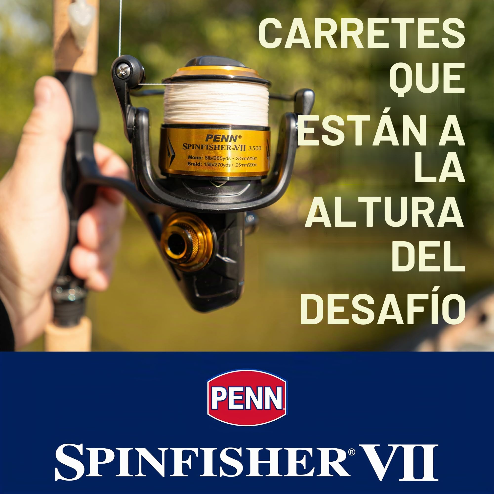 PENN Spinfisher VII Carrete Giratorio, Live Liner y Longcast | Carrete para Pesca en Agua Salada con Sellado IPX5 y CNC | para Pescadores en Barco en Desde la Orilla | Varios tamaños | Negro y Dorado