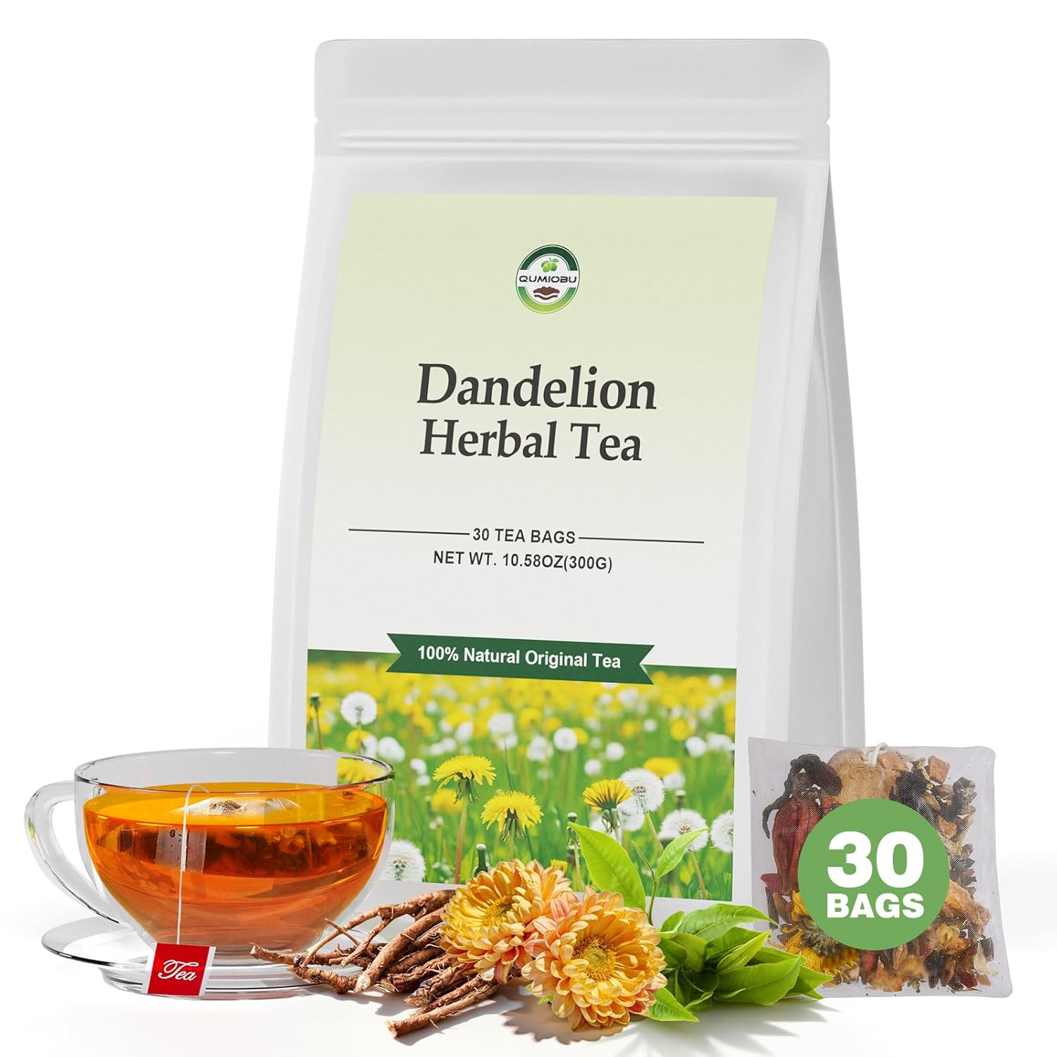 Dandelion Herbal Tea, Liver Detox Tea, Dandelion Tea Organic, Liver Kidney Cleanse & Detox with Dandelion, Goji Berry, Burdock Root, Green Tea and Extra Herbal Ingredients, Kidney Tea, Chrysanthemum Tea, Dandelion Root Tea Organic, Burdock Root Tea (30 Tea Bags(1 Pack), Dandelion Herbal Tea)
