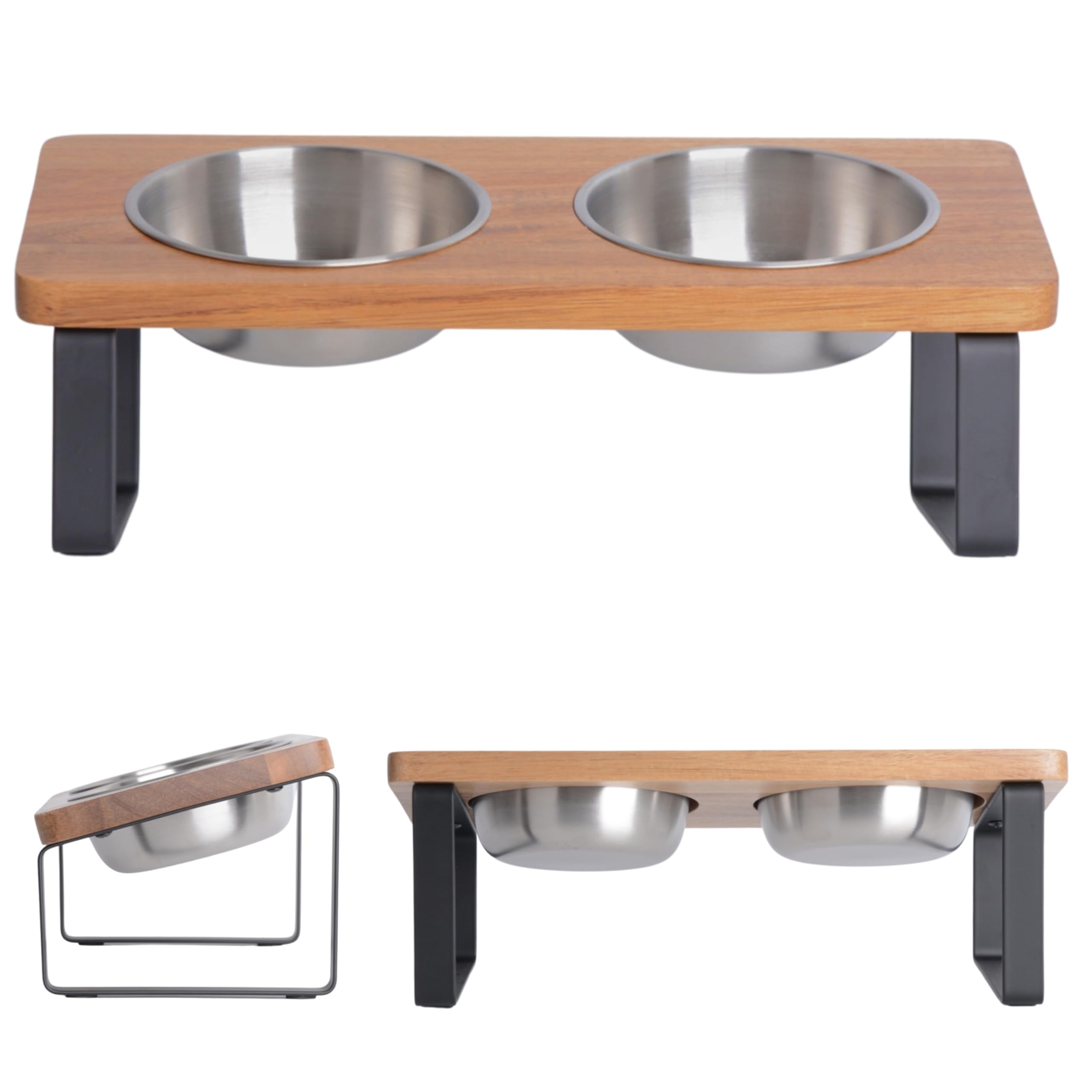 PETLINUS Elevated cat bowls, Ergonomic cat bowls with stand tilted, Dog bowls for small dogs puppies and cats - Image 2