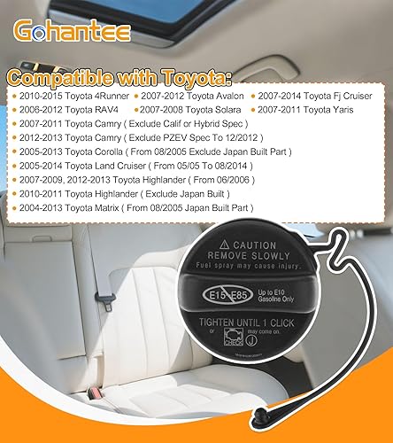 Miniatura 2 de Conjunto de tapa de depósito de combustible 77300-06040 cubierta de tapa de gas compatible con Toyota Lexus - 4Runner Avalon Camry Corolla