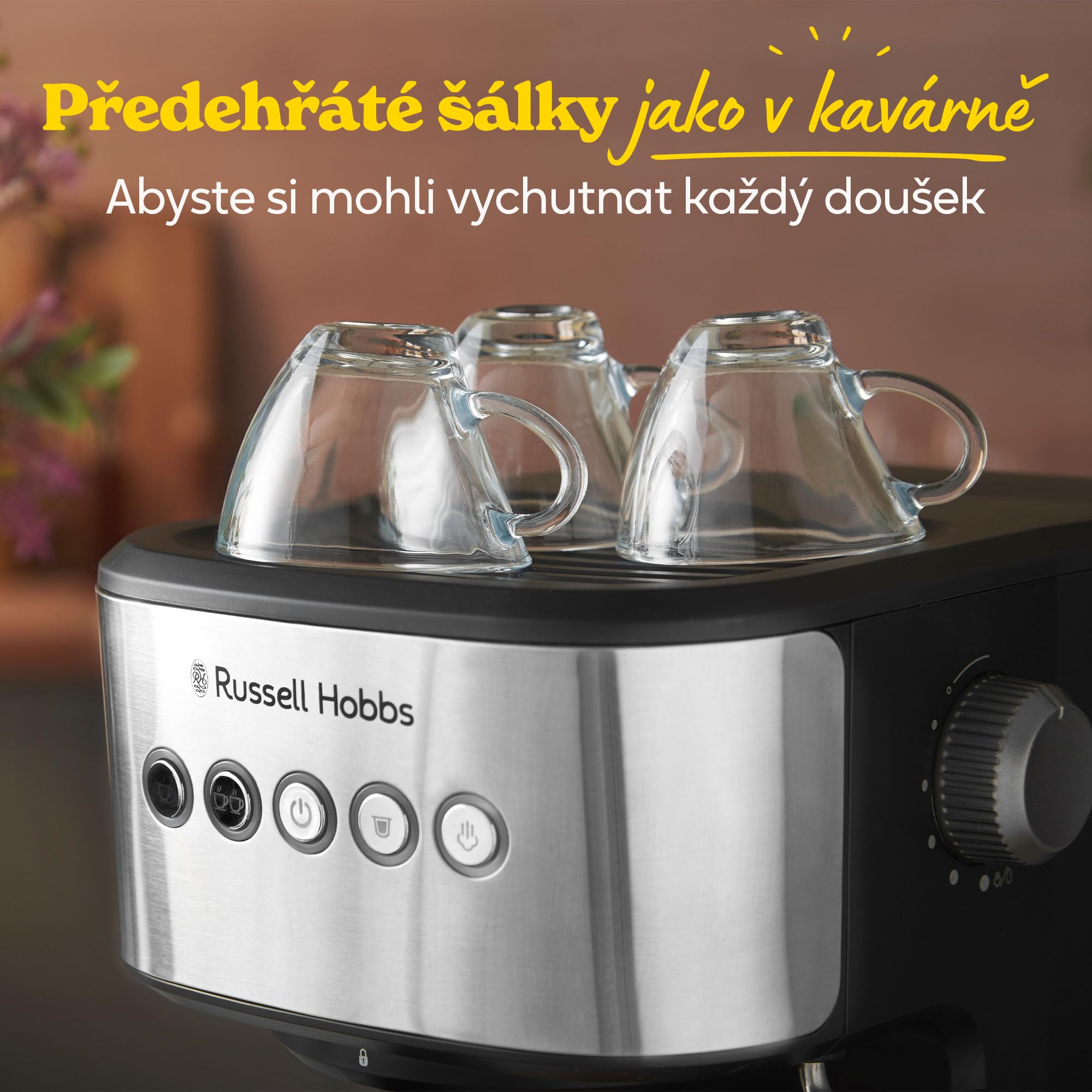 Russell Hobbs Heaton 28700-56 ekspres do kawy [zmielona i kapsułka] Heaton (pojedyncze i podwójne shot, dysza parowa, ciśnienie 15 i 20 barów, zbiornik na wodę 1,5 l, podgrzewacz do filiżanek, akcenty
