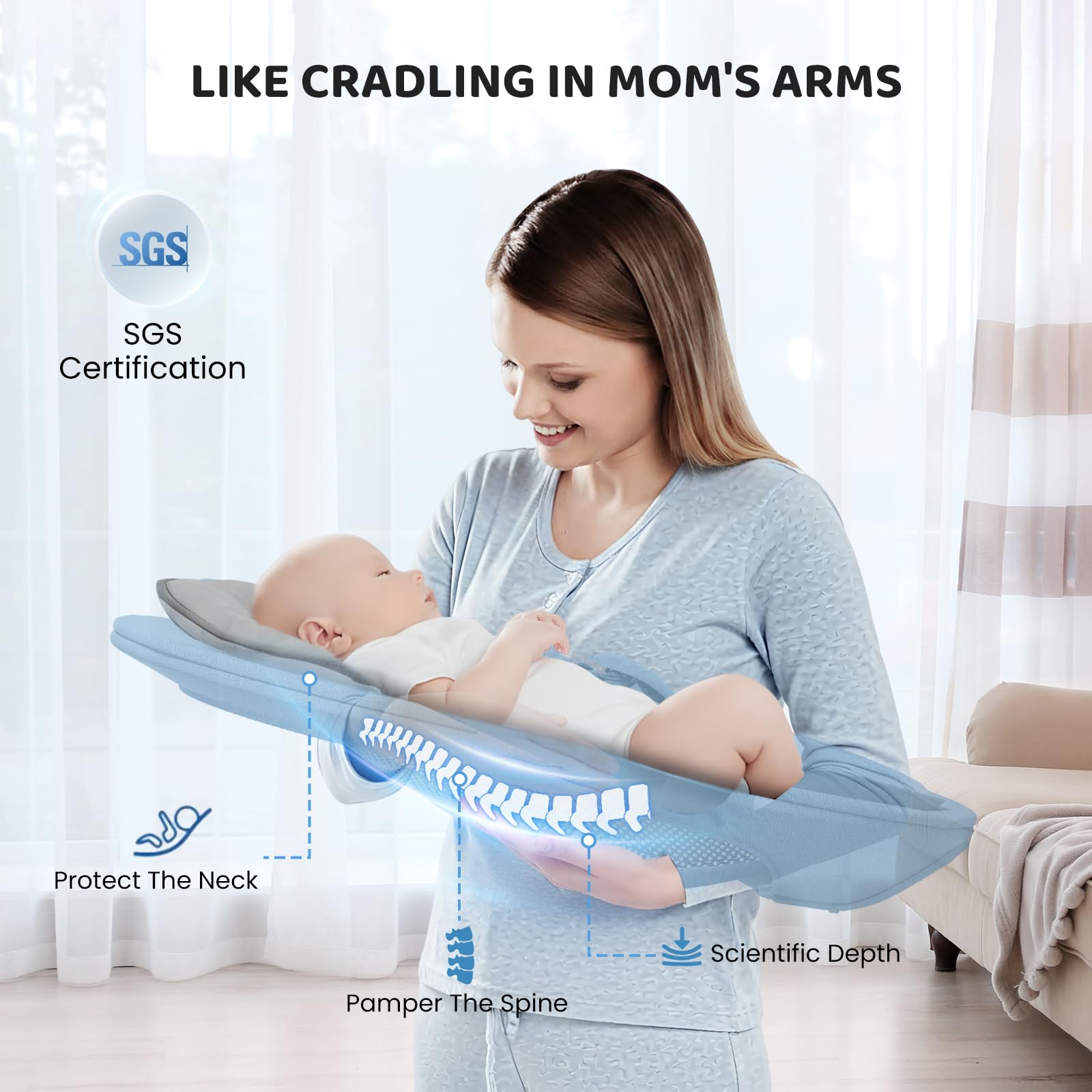 Operazione APP Sdraietta Neonati, Imbracatura a 5-Punti Migliorata Altalena Neonato Elettrica con 3 Timer, 5 Velocità di Altalena, Sdraietta Neonati Bluetooth Imbottita Morbida 0-9kg (Grigio)