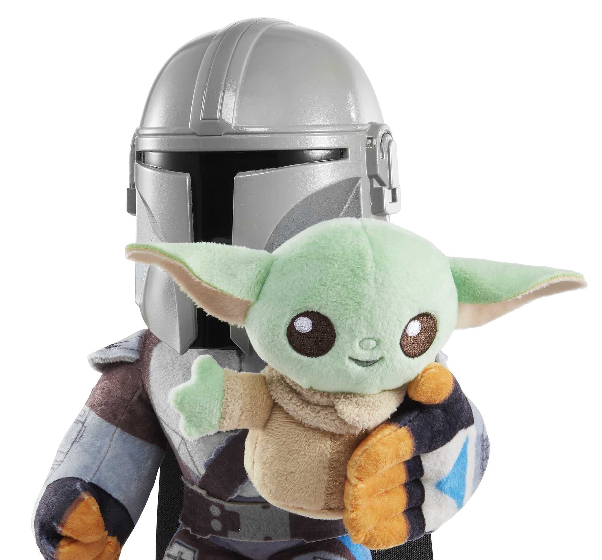 Star Wars Star Wars Clan de Deux Peluche Sonore The Mandalorian (28 cm) avec Grogu (10 cm), inspirée de la série Le Livre de Boba Fett diffusée sur Disney+, Jouet Enfant, Dès 3 ans, HPC19