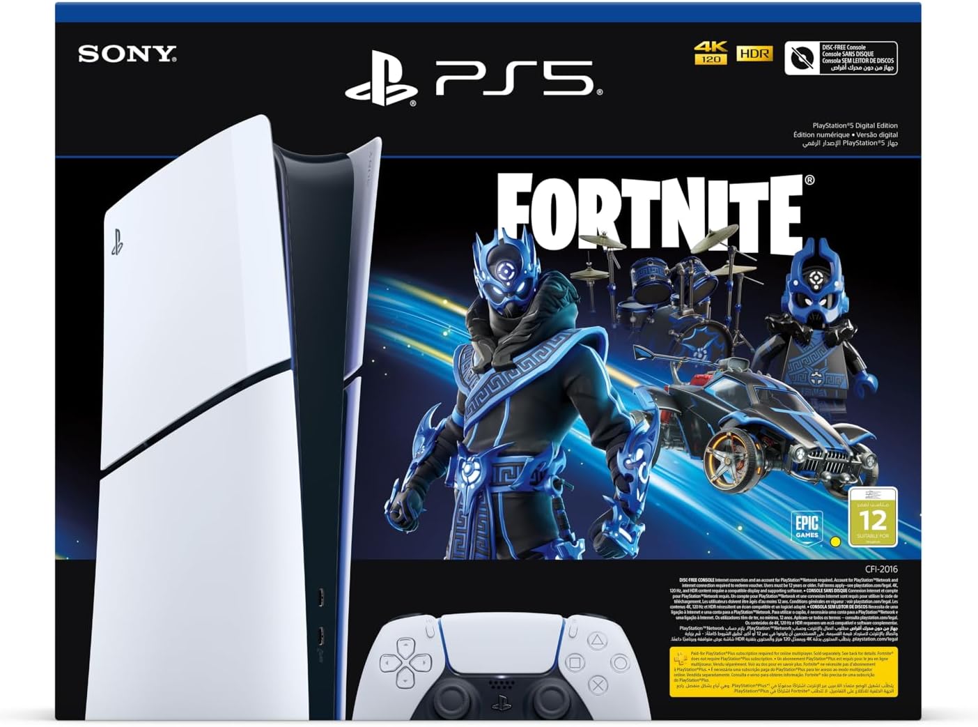 PlayStation 5 Digital Slim Console + Fortnite Bundle - UAE Version, 1 Year Manufacturer Warranty