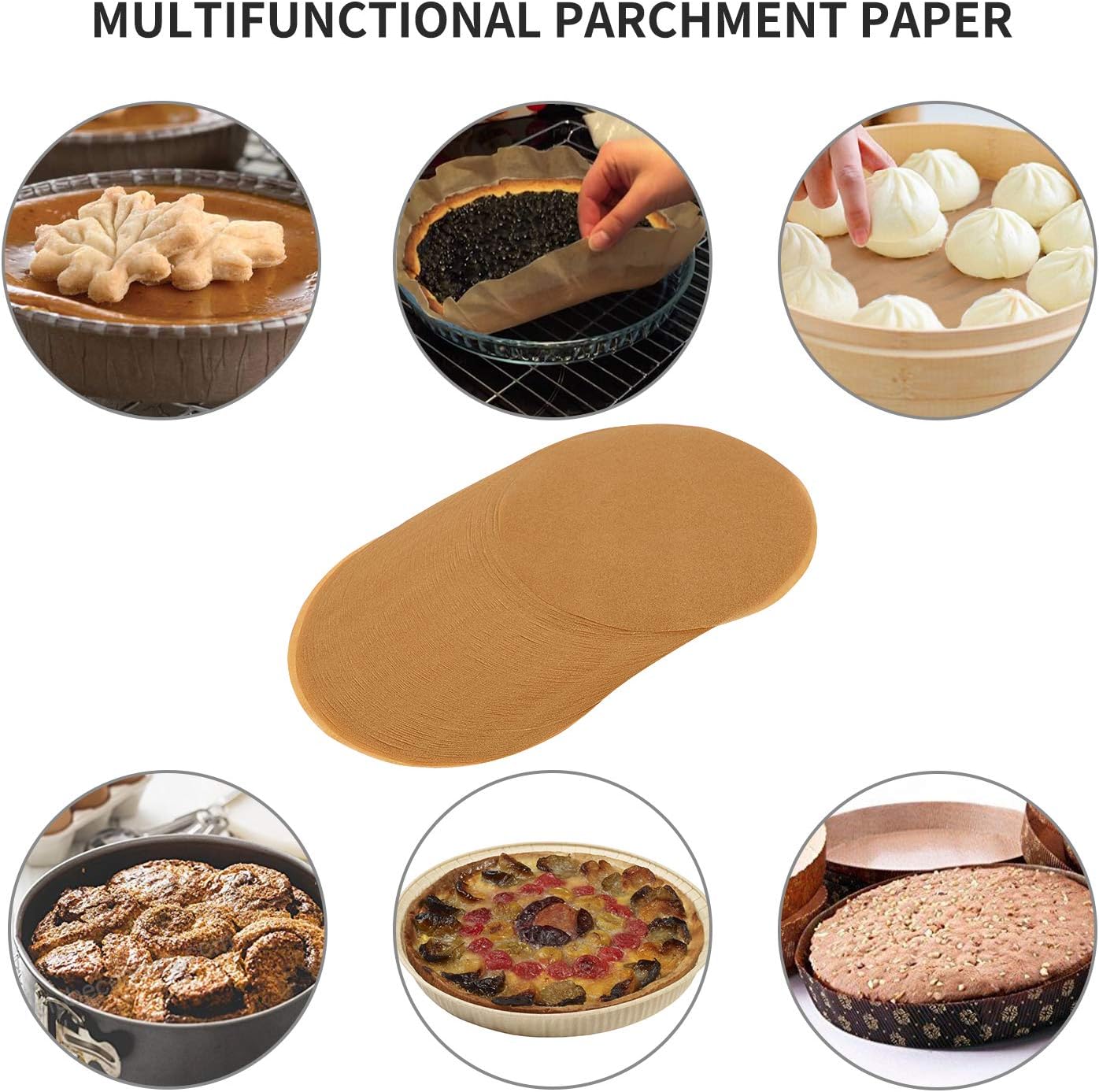 SMARTAKE 200 Pcs Parchment Paper, 12x16 Inches Rectangle & 9 Inches Round Set, Non-Stick Baking Parchment for Cake Cookie Grilling Air Fryer Steaming: Home & Kitchen