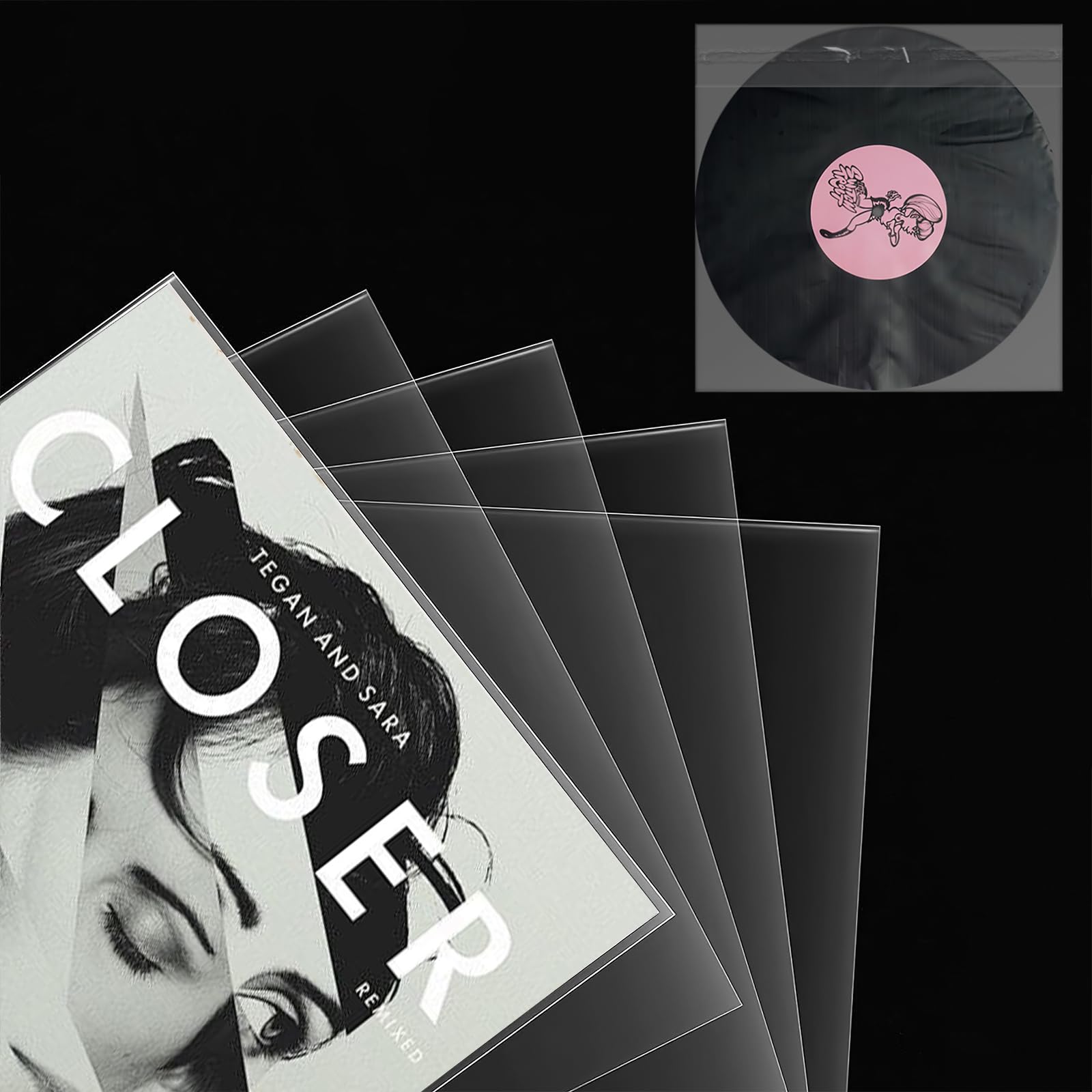 50 custodie per dischi in vinile da 7 pollici, 185 mm x 185 mm, trasparenti, antistatiche, per LP da 7" Single LP