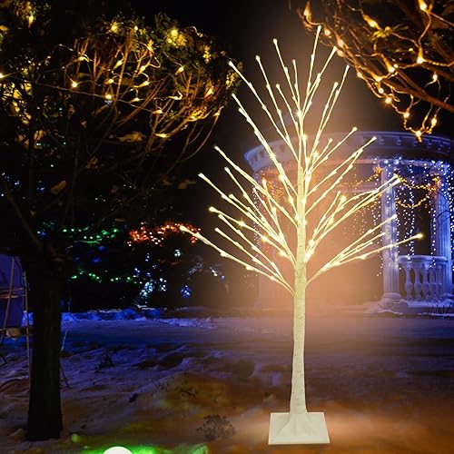 Miniatura 2 de Árbol de abedul iluminado blanco cálido de 4 pies con 160 luces LED para el hogar, boda, festival, fiesta, decoración de Navidad