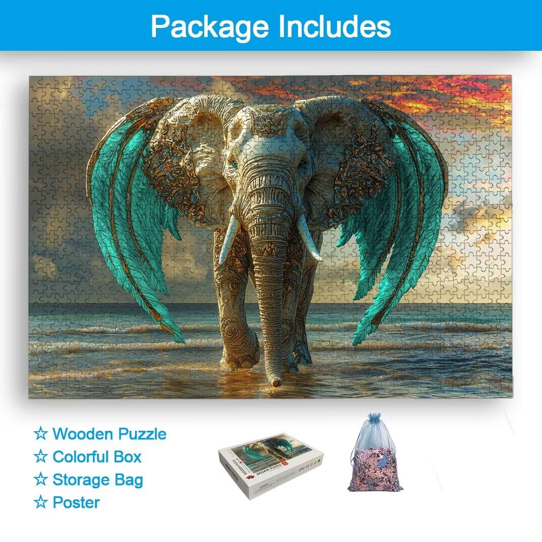 Puzzle 5000 Piezas, Puzzle Elefante de Madera para Adultos, Regalos -2578